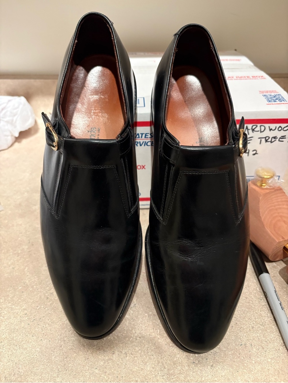 Allen Edmonds Black Leather Single Monk Strap Dress Shoes